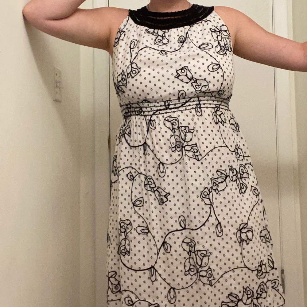 Rose Design knee Length Summer Dress